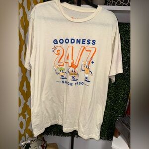 Water Burger Cream Graphic T-Shirt with Orange and Blue Print